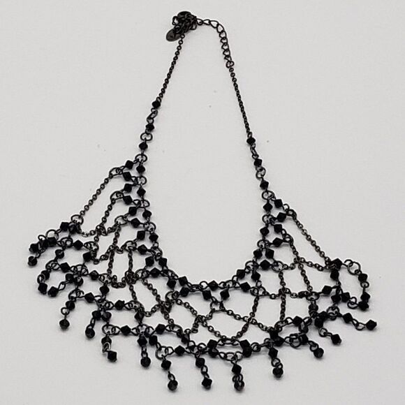 Claire's Chain Link Black Faux Gem Netted Choker & Vintage Faux Black Gem Ring - Picture 8 of 16